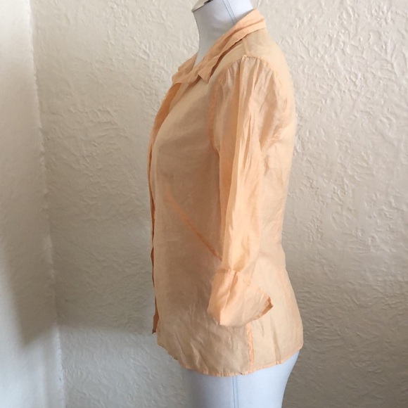 Max Studio Sheer Orange Button Down Shirt Blouse - Picture 2 of 6